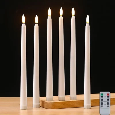 Flameless Taper Candles with Remote Flickering LED Battery Candlesticks 6 PCS - Image 1 of 4