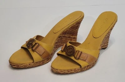 ANNE KLEIN Platforms Wedges - Women's Size 9M - Yellow with woven wedge - Image 1 of 4