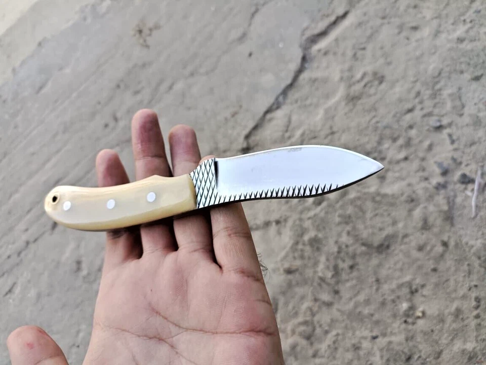 HANDFORGED CUSTOM HUNTING COWBOY SKINNER KNIFE WITH  BONE HANDLE&SHEATH - Image 1 of 4