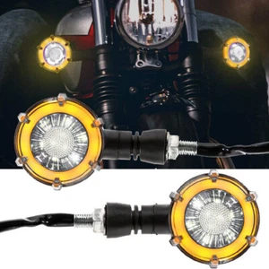 2PCS Motorcycle LED Bullet Mini Turn Signal Light Blinker For Bobber Cafe Racer - Imagen 1 de 12