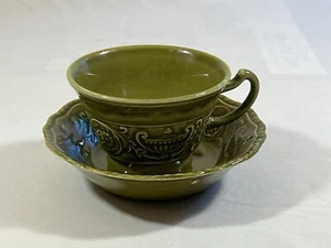 1 Canonsburg Regency Green Ironstone Pottery 2pc Cup And Saucer Set Vintage - Picture 1 of 10