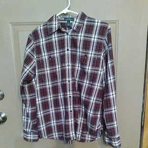 Camicia da donna LRL Lauren Jeans Co con bottoni manica a linguetta rossa a quadri taglia M - Foto 1 di 13