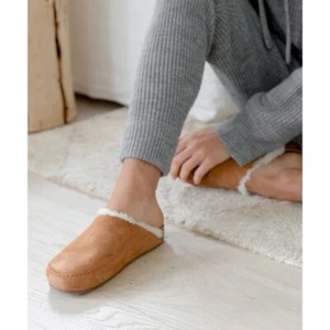 NWOB Jenni Kayne Suede Shearling-Lined Slip On Moc Clog Saddle Brown Size 39 - Foto 1 di 10