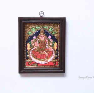 Mahalakshmi Hindu Goddess Lakshmi Tanjore Thanjavur Painting Hindu Decor Gift - Picture 1 of 4
