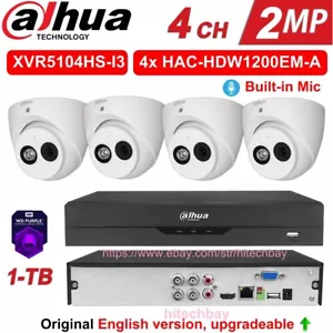 Dahua 2MP HDCVI Kit XVR5104HS-I3 4CH DVR + HAC-HDW1200EM-A 4x Eyeball 2MP Camera - Picture 1 of 10