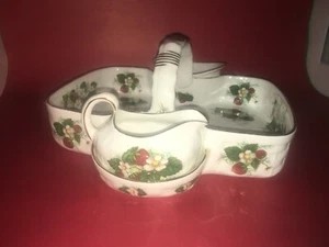 Hammersley Bone China Strawberry Basket Sugar&Creamer "Strawberry Ripe" England - Picture 1 of 12