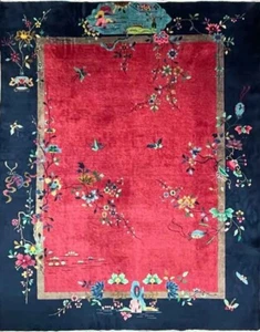 Antique Art Deco Chinese Carpet, c-1920's #17384, Chinese village. - Picture 1 of 11