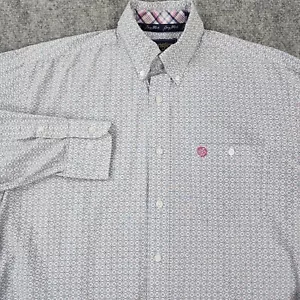 Wrangler Shirt Men Medium Geometric George Strait Long Sleeve Casual Button Down - Imagen 1 de 20