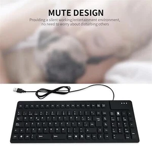 USB Foldable Keyboard for Office Waterproof Silicone Spanish - Picture 1 of 7