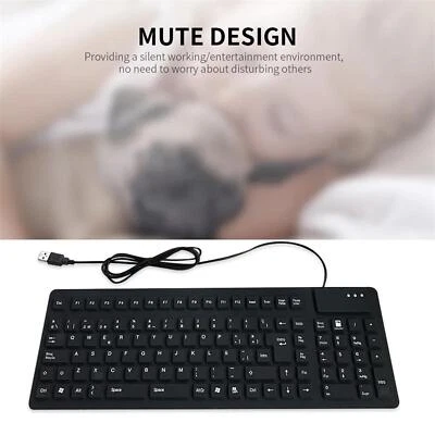USB Foldable Keyboard for Office Waterproof Silicone Spanish - Image 1 of 4