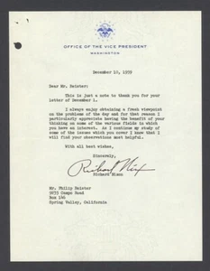PRESIDENT RICHARD NIXON 1950s-1960s TLS letter collection w/ signed index card - Picture 1 of 4