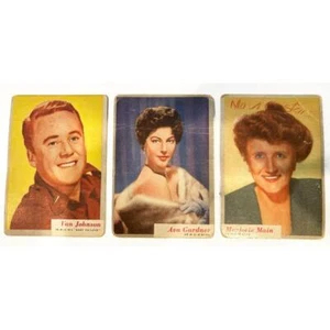 Juego de 3 tarjetas coleccionables vintage estrella de cine Van Johnson Marjorie principal Ava Gardner - Imagen 1 de 1