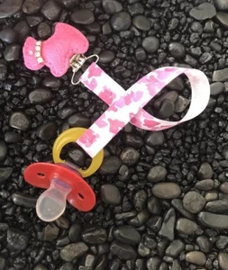 PUPPY Ribbon Pacifier holder clip strap, binky, paci leash-Handmade-Free Ship - Picture 1 of 1