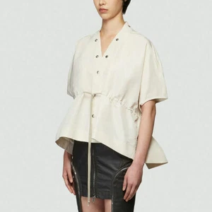 RICK OWENS Tecuatl Sail Biker Jacket Top Drawstring Peplum IT 40 / US 4 - $1,140 - Picture 1 of 7
