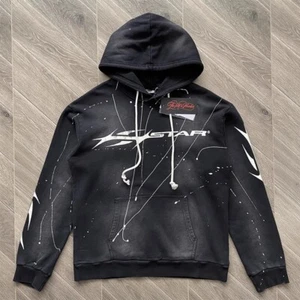 Men's Hell Studios star Sports Gel cotton high street Wash hooded Sweatshirt - Picture 1 of 17