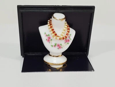 Dollhouse Jewelry Bust with Necklaces by Reutter Porcelain 1:12 Scale Miniature