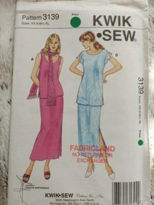 Kwik Sew 3139 Vintage Misses' Top, Skirt & Scarf Pattern Size XS-S-M-L-XL - Image 1 of 2