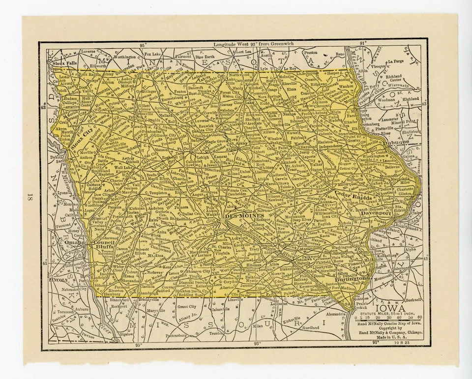 Página de mapa Atlas vintage de 1926 - Iowa (en un lado) Foto 1 de 1