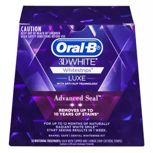 Oral-B 3D White Luxe Advance Seal Whitestrips, 14 Teeth Whitening Treatments - Picture 1 of 5