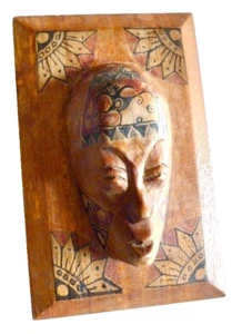 fACE CARVED WOOD BOX EXOTIC TRIBAL ART WORK ANTIQUE VINTAGE PRIMITIVE neocurio - Picture 1 of 15
