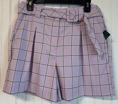 Pantalones Cortos para Mujer Worthington Talla 6 Color Morado Botón/Cremallera 2 Bolsillos Cinturón Lazo, Foto 1 de 4