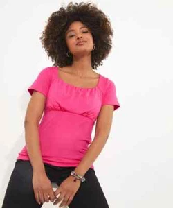 Bright Pink Joe Brown Ruched Top Short Sl New with Tags Size 16 Jersey Elastane - Picture 1 of 4