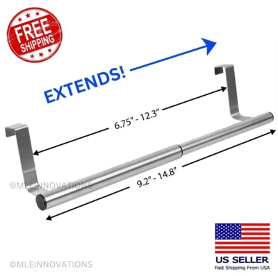 Over Door Towel Bar Rack Hanging Bathroom Kitchen Cabinet Shelf Rack Extendable - Image 1 of 4