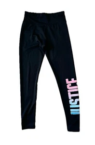 Justice Sz 12 Girls Active Leggings Full Length Glitter Black - Picture 1 of 5
