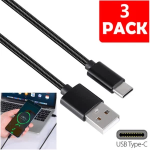 3-Packs Premium Braided USB C Type-C Fast Charging Data SYNC Charger Cable Cord - Picture 1 of 11