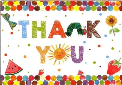 VERY HUNGRY CATERPILLAR BUTTERFLY COLOURFUL BIRTHDAY PARTY BANNER BACKDROP - Image 1 of 3