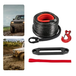 Synthetic Winch Line Cable Rope With Sleeve + Winch Hook 1/2"x92ft For ATV UTV - Picture 1 of 58