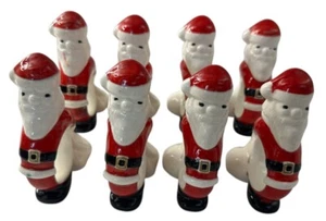 Vintage Santa Clause St. Nick Napkin Rings Fun Retro Kitschy Christmas Set Of 8 - Picture 1 of 19