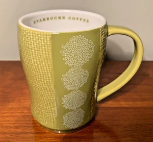 Starbucks Green Coffee Mug 2007 Collectible Y2K Floral 12 oz Cup 2000s Abstract - Picture 1 of 8