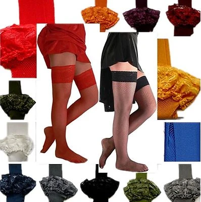 22 FARBEN halterlose Netzstrümpfe Strümpfe mit Silikon EU Gr XS-S-M-L-XL-XXXL - Bild 1 von 4