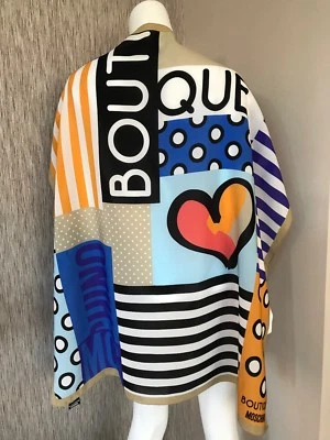 БУТИК MOSCHINO МУЛЬТИ ПЕЧАТЬ ГРАФИЧЕСКИЙ 100% ШЕЛКОВЫЙ ШАРФ СДЕЛАНО В ИТАЛИИ - Изображение 1 из 4