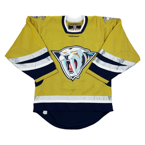 VTG RARE NASHVILLE PREDATORS MUSTARD CAT AUTHENTIC KOHO HOCKEY JERSEY SIZE 48 Cover