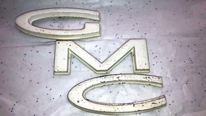 Vintage GMC Truck Hood Letters Script Emblem #2385872 #2385873 #2385874 - Picture 1 of 2