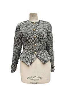 Balenciaga Grey Wool Houndstooth Mohair Wool Jacket Size 42 / M - Picture 1 of 10