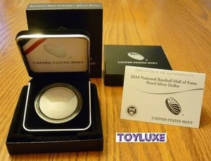 2014 PROOF National BASEBALL Hall of Fame 90% SILVER Dollar Mint Curved Coin COA - Picture 1 of 12