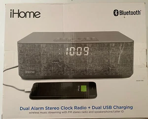iHome IBT233V2G Bluetooth Dual Radiowecker (1270233) - grau - Bild 1 von 5