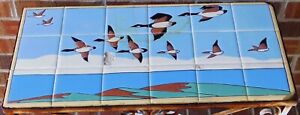 Antique Art Deco Taylor Tile California Pottery Geese Wrought Iron Table 27"