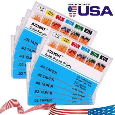 10X Puntas de Gutapercha Dental GP 0.02 Taper 15-40# Empaste Conducto Radicular - Image 1 of 4
