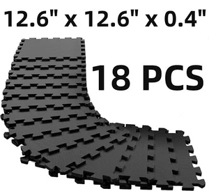 Black Floor Puzzle Mat Set Interlocking EVA Soft Foam Non Slip Ground Pad - Picture 1 of 9