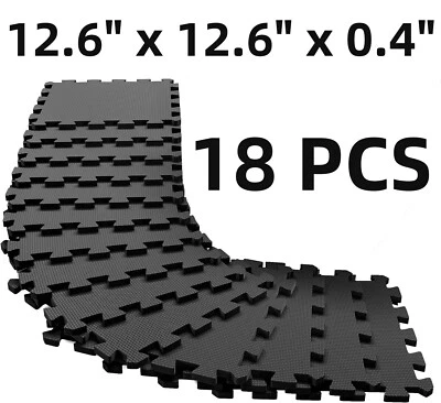 Black Floor Puzzle Mat Set Interlocking EVA Soft Foam Non Slip Ground Pad - Image 1 of 4