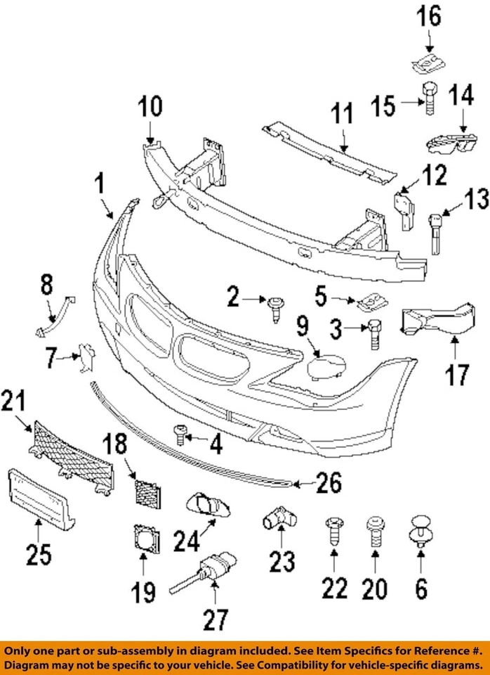 BMW OEM 04-07 645Ci,650i Front Bumper Bumper Components-Outer Grille 51117008823 - Image 1 of 1