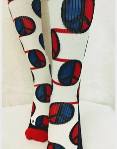 Size LARGE Compression Graduated Athletic Sport Socks Padded Toe PEACE      BP36 - Picture 1 of 9