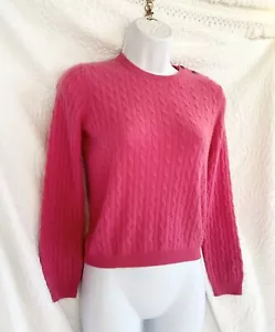 100% Cashmere Brooks Brothers womens pink Cable knit crew neck Sweater “ Fleece” - Picture 1 of 10