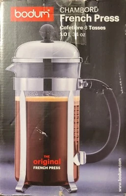 Bodum Chambord Cafetera Prensa Francesa Vidrio Cobre 34oz/Nueva Caja Abierta Foto 1 de 4
