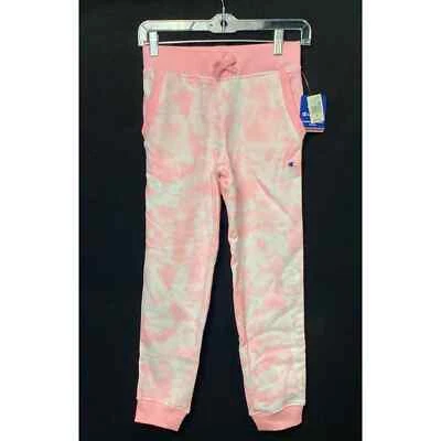 Pantalones de chándal para niñas Champion rosa y blanco teñidos con corbata talla M Foto 1 de 4