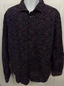 CACTUS Black With Colorful Design Mens Size XL Long Sleeve Button Up Shirt - Picture 1 of 3